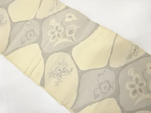 アンティーク　石畳に花模様織り出し紬袋帯（材料）